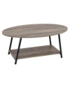 Household Essentials Household Essential Oval Coffee Table 2 Tier With Storage Shelf In Brown