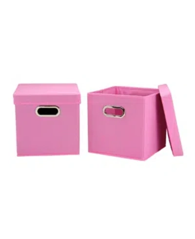Household Essentials Household Essential Storage Bins With Lids, Set Of 2 In Pink