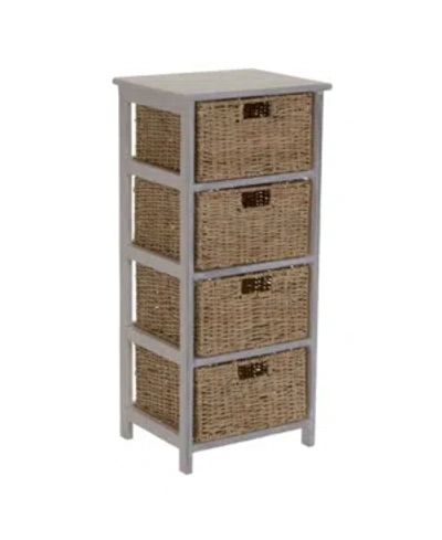 Household Essentials Household Essential Whitewash 4-basket Storage Tower In Brown