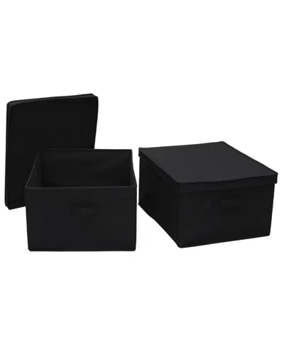 Household Essentials Jumbo Fabric Storage Bins, Set Of 2 In Black Linen