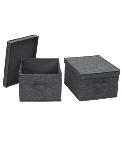 Household Essentials Large Fabric Storage Bins, Set Of 2 In Graphite Linen