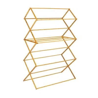 Household Essentials Meghan Bamboo Oversized Clothes Drying Folding Rack, Upscale Laundry Rack With 11 Dowels, Environmen