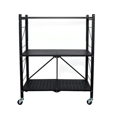 Household Essentials Metal Foldable Utility Cart In Black