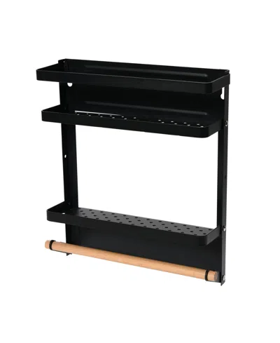 Household Essentials Metal Magnetic Organizer With Towel Rack In Black