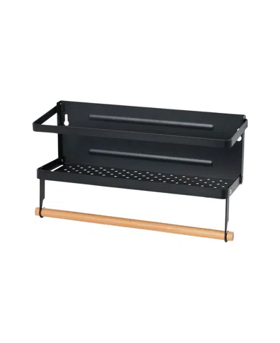 Household Essentials Metal Magnetic Spice Rack With Paper Towel Holder In Black