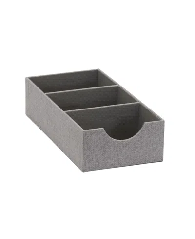 Household Essentials Organizer Tray Accessory Organizer Sturdy Drawer Organizer With Fabric Covering And Three Compartmen In Gray