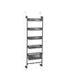 Household Essentials Over The Door 5 Basket Rack With Hooks With Frame In Gray
