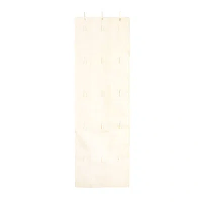 Household Essentials Over The Door Cotton Blend Cap And Hat Organizer With 15 Hook & Loop Fastener Hangers In Natural