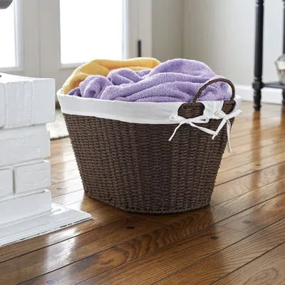 Household Essentials Paperropewovenovallaundrybasketbrown In Brown;white