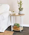 Household Essentials Round End Table With Storage Shelf In Brown