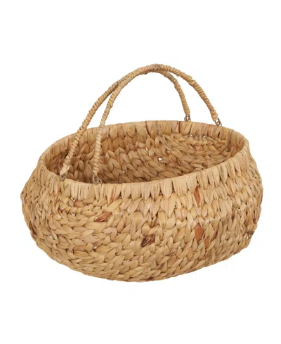 Household Essentials Round Woven Basket With Handles In Neutral