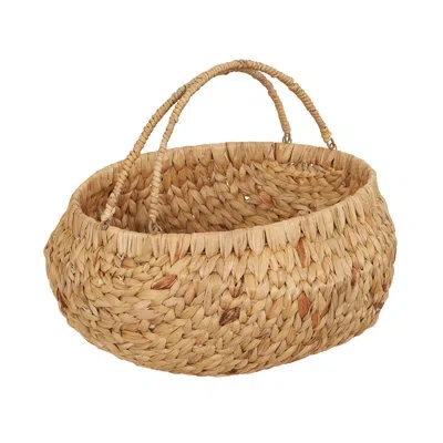 Household Essentials Roundwovenbasketwithhandleswaterhyacinthwickerbasketwithhandles In Natural