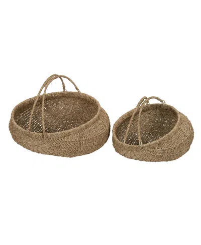 Household Essentials Seagrass Baskets Set Of 2 With Handles In Neutral