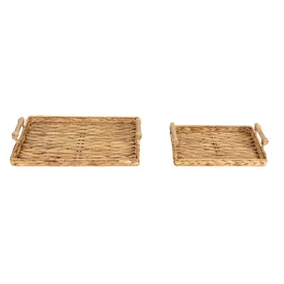 Household Essentials Seagrass Tray - Set Of 3 In Brown