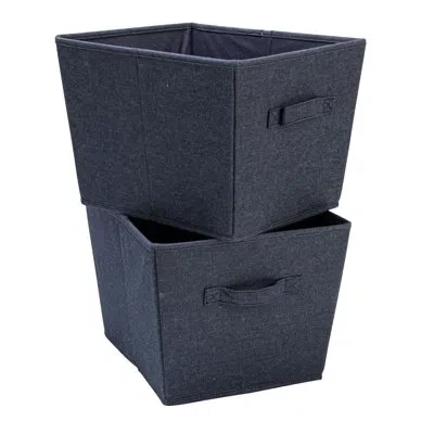 Household Essentials Tapered Fabric Hard-sided Storage Bins With Cloth Handles In Blue