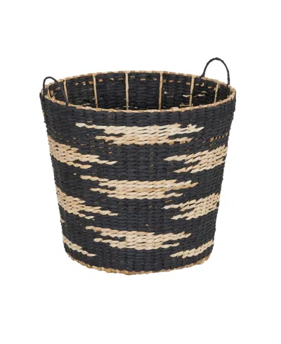 Household Essentials Tapered Woven Basket Large Decorative Basket With Handles In Black