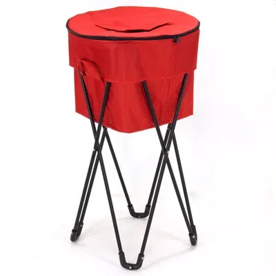 Household Essentials Thermal Standing Cooler With Travel Bag, Heavy-duty Polyester, Powder Coated Steel Legs, Leak-resist In Red