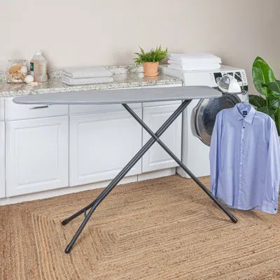 Household Essentials Ultra Ironing Board, 4-leg, With Steel Top And Iron Rest, Cotton Cover With Fiber Pad, Heat And Stai In Black