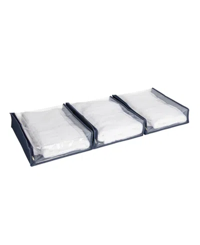 Household Essentials Under Bed Zippered Sweater Storage Bags With Clear Vision Panel, Set Of 3 In Blue