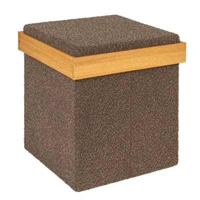 Household Essentials Versatile Boucle Ottoman With Hidden Storage In Brown