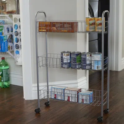 Household Essentials Wayfair Basics® 3 Shelf Laundry Cart In Satin Silver