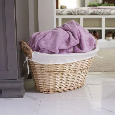 Household Essentials Wickerlaundrybasketwithhandleshandwovenwillowremovableandwashablelinergreatforcarryinglaundryorstori In Natural