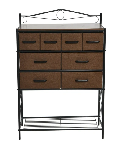 Household Essentials Wide Dresser With Storage Rack In Mid Century Walnut