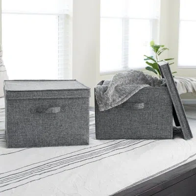 Household Essentials Wide Storage Box Wide Storage Box Fabric Box In Graphite