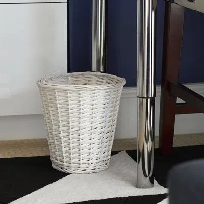 Household Essentials Willow Weave Waste Basket In White