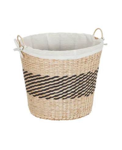 Household Essentials Woven Decorative Basket With Handles And Cotton Liner In Brown