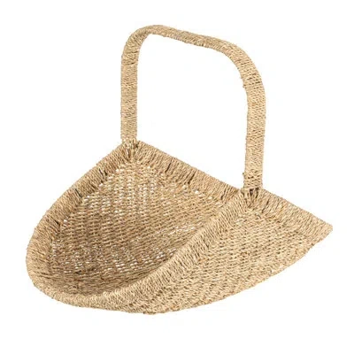 Household Essentials Woven Seagrass Flower Basket With Detachable Handle In Natural