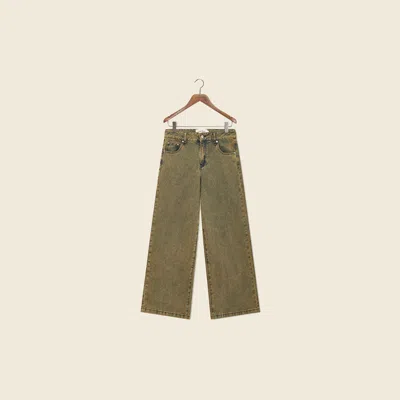 Houseofsunny Sandblast Wide Leg Denim In Green