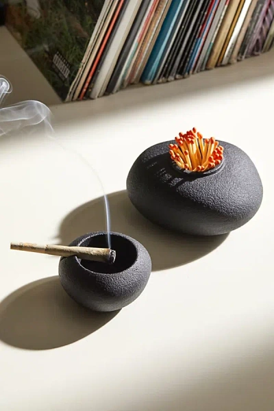 Houseplant Pebble Match Striker & Ashtray In Black At Urban Outfitters