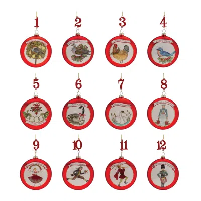 Houzbling 12 Days Of Christmas Ornaments (set Of 12) 4.75"h Glass In Animal Print