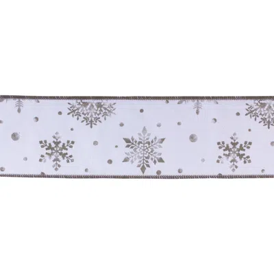 Houzbling 4" X 10 Yds. Ribbon (set Of 2) Wired Cotton In White