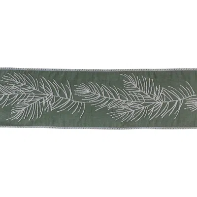 Houzbling 4" X 5 Yds. Ribbon (set Of 2) Wired Polyester In Green