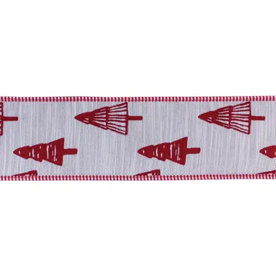 Houzbling 4" X 5 Yds. Ribbon Wired Polyester In Red