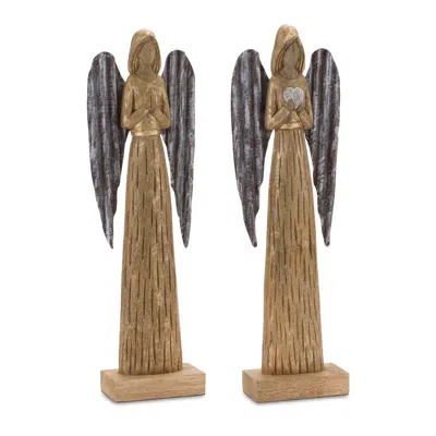 Houzbling Angel (set Of 2) 22.75"h Wood/iron