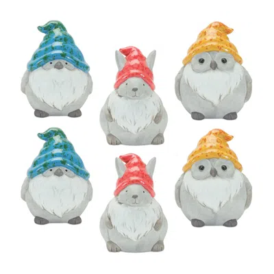 Houzbling Animal Gnome (set Of 6) 5.5"h Terra Cotta In Black