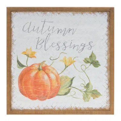 Houzbling Autumn Blessing Sign (set Of 2) 15.75"sq Wood/mdf