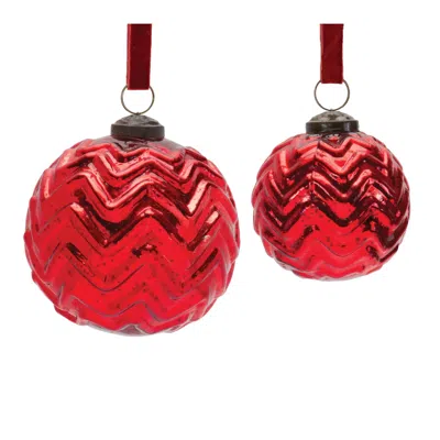 Houzbling Ball Ornament (set Of 4) 3"d, 4"d Glass In Brown