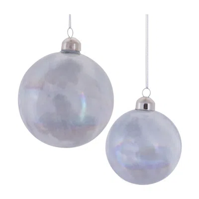 Houzbling Ball Ornament (set Of 6) 3"d, 4"d Glass In Blue