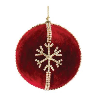 Houzbling Ball Ornament W/snowflake (set Of 4) 4"d Polyester