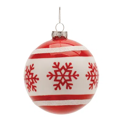 Houzbling Ball Snowflake Ornament (set Of 6) 4"d Glass