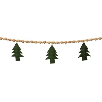 Houzbling Bead And Tree Garland (set Of 2) 6'l Wood/wool In Green