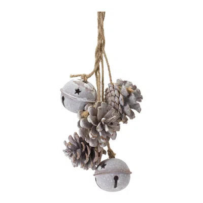 Houzbling Bell And Pine Cone Ornament (set Of 6) 14"h Iron/cone