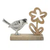 Houzbling Bird And Flower On Base (set Of 2) 9.5"l X 6.75"h Wood/metal