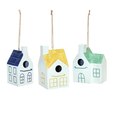 Houzbling Bird House (set Of 3) 8.25"h, 8.5"h, 9"h Metal In Multi