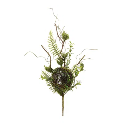 Houzbling Bird Nest Spray (set Of 2) 25.5"h Plastic/twig In Green