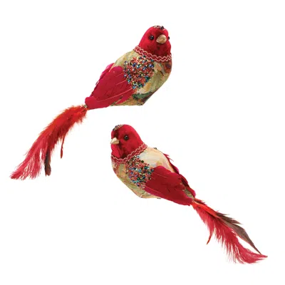 Houzbling Bird (set Of 4) 13.25"l X 5"h Foam/fabric In Red